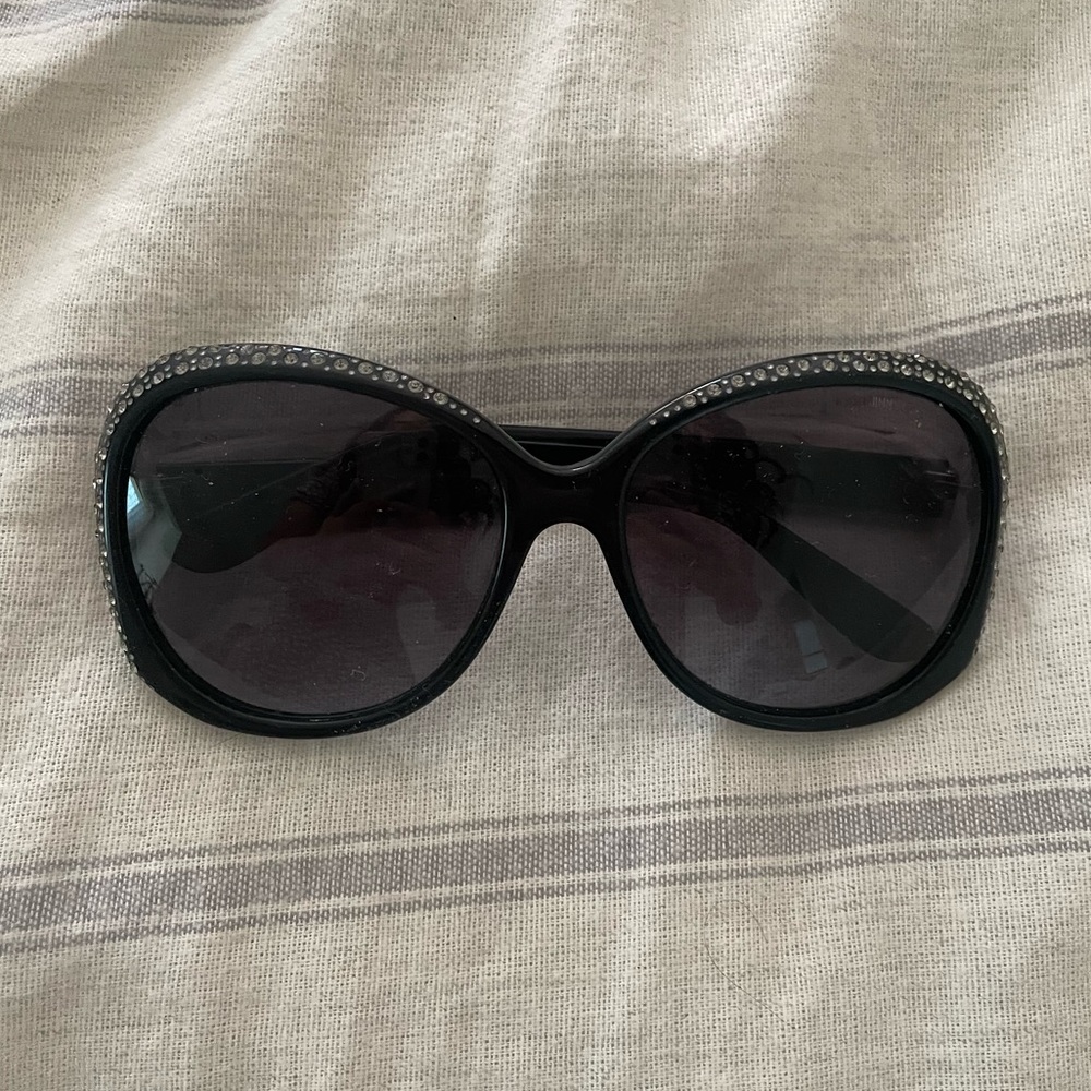 Jimmy Choo Black and Silver Rhinestone Sunglasses